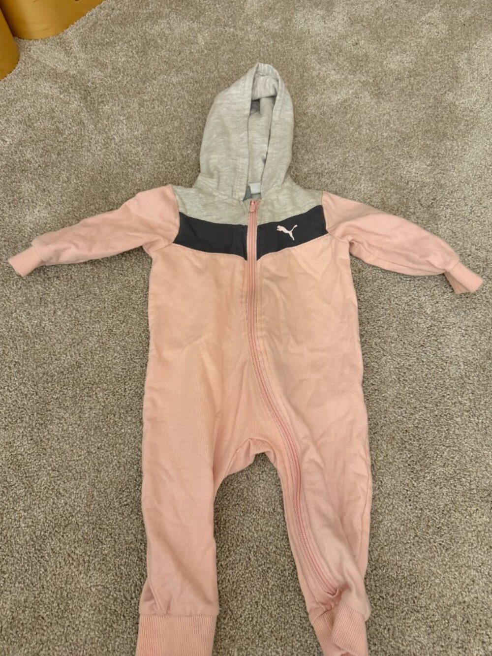 Puma Baby Pink Colorblock Hooded Coverall 6-9M